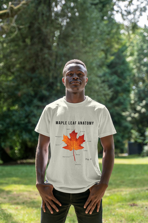 Model wearing the Maple Essence Tee by VELU for men, made from organic cotton and hemp for a sustainable and breathable fit.